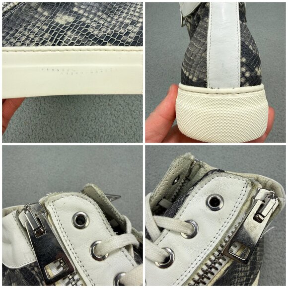 Bagatto Mens 7 / EU 40 Shoes Grey White Snakeskin Zip High Top Sneakers Italy - Picture 11 of 11